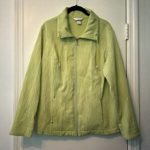 Lime Green Textured Christopher Banks Zipper Spring Casual Jacket Size large